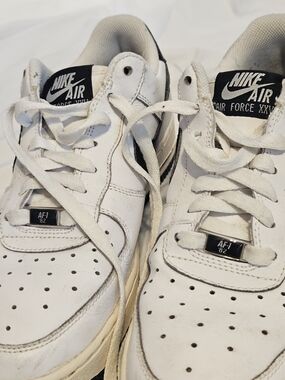 NIKE-Boys Air Force 1 XXV, AF1-82 White/Black Leather Sneakers SZ 7Y